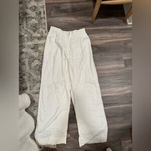 Abercrombie Curve Love White Linen Pants